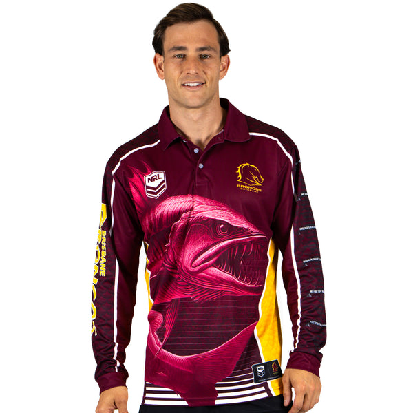 NRL Broncos 'Barracuda' Fishing Shirt - Adult